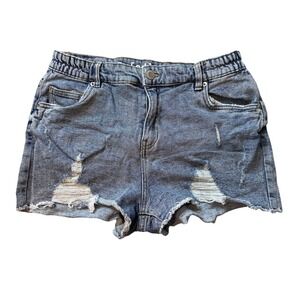 Blu Edit Denim Shorts Womens 11/30W Blue Shortie Super High Waist Distressed Raw